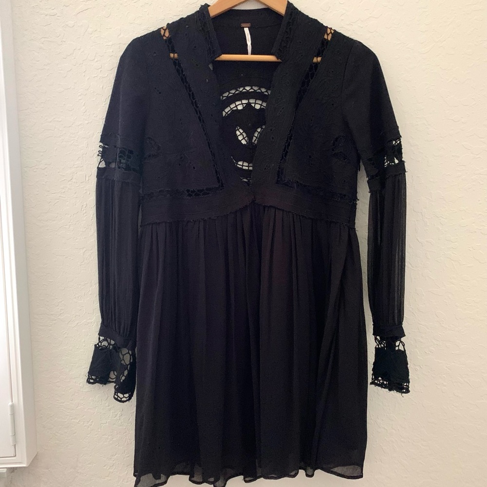 Free People Black Hobo Crocheted Dreamland Lace Dress - Picture 3 of 13